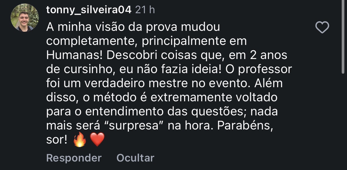 Depoimento de aluno sobre o Método DSR
