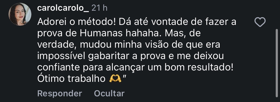 Depoimento de aluno sobre o Método DSR
