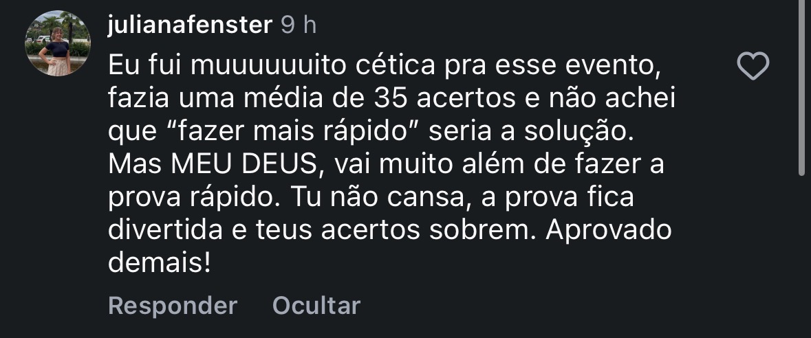 Depoimento de aluno sobre o Método DSR