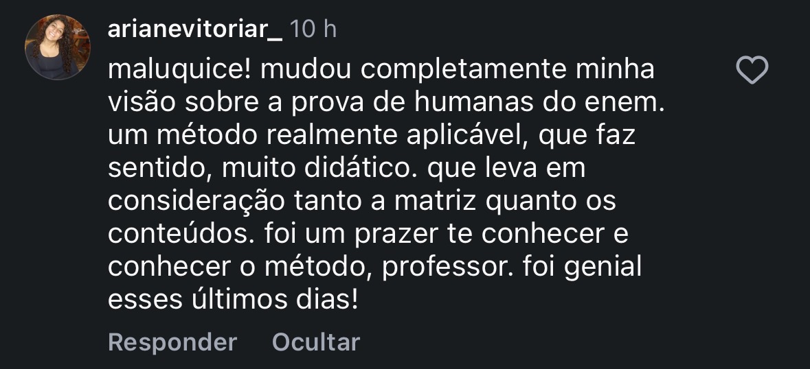 Depoimento de aluno sobre o Método DSR